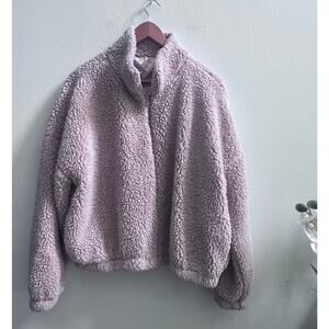 Stella Tweed Blush Pink Women's Sherpa Pullover Sweater Size XL Soft Cozy